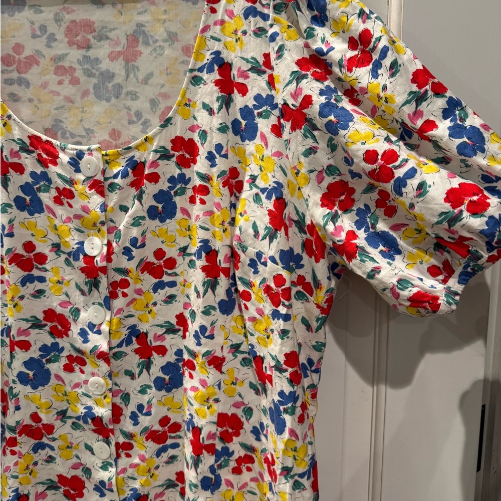 Rixo x Target Floral Puff Sleeve Linen Blend Mini Dress Multi Size 16/18W - Picture 4 of 9
